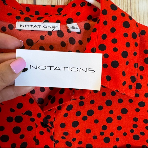 Notations Women’s Sleeveless Polka Dot Red Button Down Shirt Size Large - Picture 8 of 9